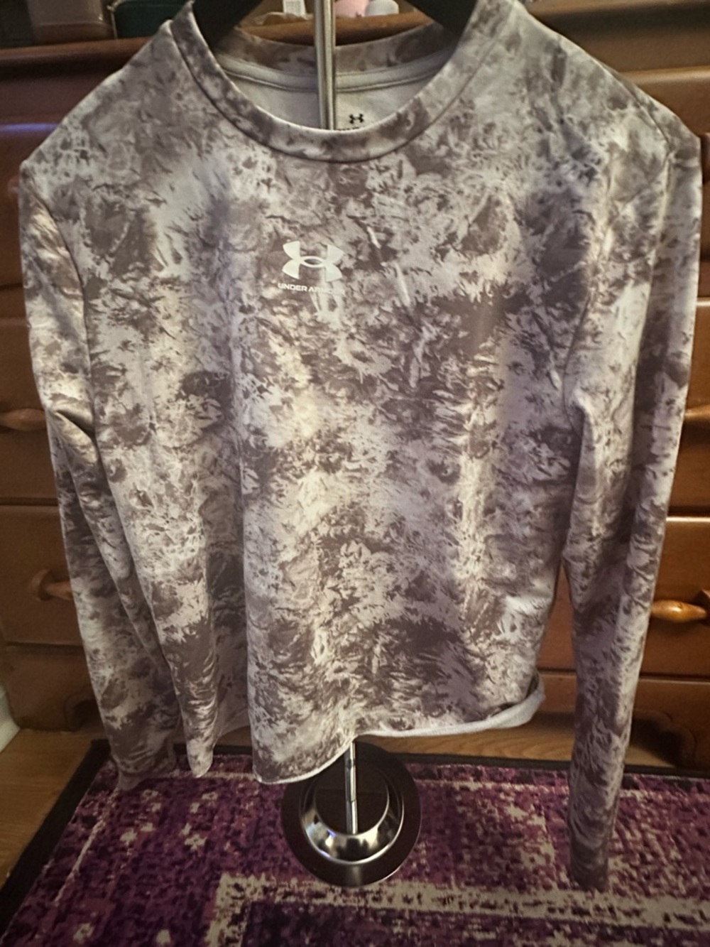 Under Armour Brown Marble-Print Long Sleeve Top